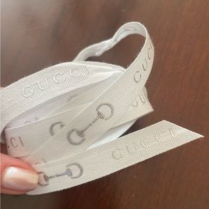 New! Gucci white ribbon with silver horsebit
